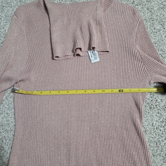 Belldini Pink Turtleneck Light Weight Sweater with Gold Sparkle - Picture 4 of 8